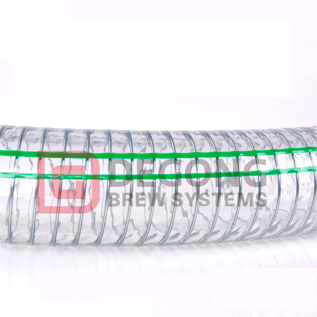 Tubo flessibile in filo di acciaio a spirale in PVC per uso alimentare da 1,5″ Tubo di aspirazione per cantine in PVC trasparente per uso alimentare con spirale in filo di acciaio